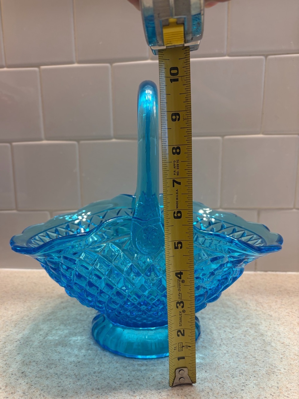 Vintage Fenton Blue Glass Basket Centerpiece - Picture 13 of 15